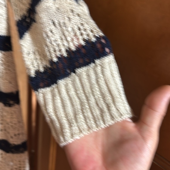 Pink Rose Striped Open-Front Cardigan Sweater Size Large - Picture 4 of 5